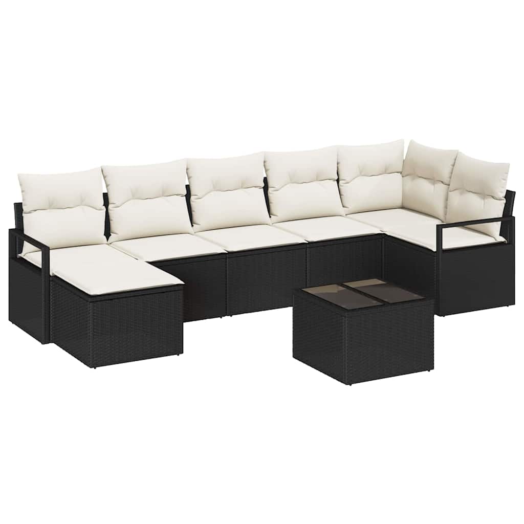 Garten-Sofa-Set mit Kissen mit Speicher 8 pcs Braun und Creme